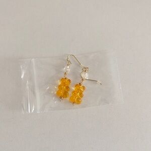 Gold Bear Drop Earrings